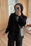 3-Piece Hijab Set with Shoulder Scarf - Black - 4