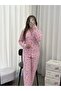 Women's Patterned Buttoned Premium Thermosoft Pajama Set with Underwear - 3