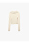 Viscose Blend Faux Fur Collar Long Sleeve Zippered Knitwear Cardigan - 4