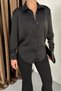 Women's Shirt Satin Long Sleeve Off Shoulder Button up Stylish Shirt - 7