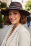 Women's Wide Brim Bohemian Style Striped Fedora Cashmere Hat - 3