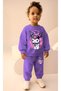 Barbosa Animal Printed Unlined Sweatshirt Tracksuit 2-Piece Girls' Set - 3
