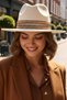 Women's Wide Brim Bohemian Style Striped Fedora Cashmere Hat - 7
