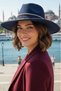 Women's Wide Brim Bohemian Style Striped Fedora Cashmere Hat - 3