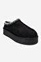 Avelia Black Suede Genuine Leather Stitched Women's Thick Soled Winter Slippers - 3