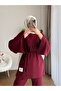 Women's Spanish Flared Pants Design Two-Piece Set - Burgundy - 5