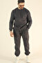 Men's Smoked Winter Fleece-Lined Soft Textured Crew Neck Tracksuit Set - 2