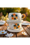 Beren Yellow Crocus Flower 2-Piece Plate and Mug Set Hand-Decorated Ceramic - 2