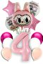 4 Year Old Labubu Balloon Themed Birthday Set Pink Number Flying Balloon Macaron Pink White Balloon