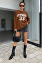 Women's Crew Neck Oywouos Printed Oversize 100% Cotton Long Sleeve T-Shirt - 2