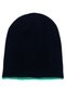 Black & Turquoise Double-Sided Unisex Folded Solid Color Winter Beanie - 8