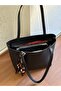 Faux Leather Women's Shoulder Bag with Scarf Detail - 4