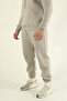 Men's Winter Fleece-Lined Puff Fabric Hooded 3-Thread Side Pocket Tracksuit Set - Stone - 3