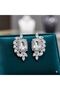 Large Crystal Stone Leaf Detailed Women's Evening Dress Earrings – Sparkling Luxury Model