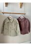 Girl's Floral Patterned Linen Jacket Purple - 5