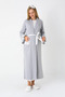 Women's Gray Shawl Collar Patterned Full Length Winter Long Sleeve Special Design Maternity Nightgown Nightdress Set - 5
