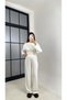 White Modal Bat Sleeve Blouse and Pants Double Set - 7048