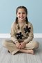 My Little Girl's Black Girl's Set with 3D Flower Appliques - Olive Green - 2