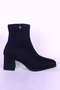 54970 Black Women's Suede Heeled Boots - 4