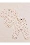 2-Piece Floral Patterned 100% Cotton Baby Girl Bodysuit Pants Set - 2