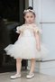 Front and Skirt with Ruched Waist, Stone Detail, Ruffled Satin Tulle Girl's Evening Dress