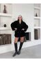 New Season Trend Oversize Belted Black Cashmere Coat - 2
