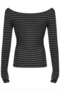 New Season Black Striped Madonna Collar Gray Blouse - 3