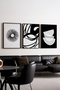 Wooden Black Framed 3-Piece Modern Painting Set Huhu241 - Three-Piece Painting Set Black Frame