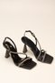 BLACK RUGAN STONE WOMEN'S HEELS