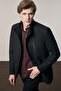 Black Stand Collar Fully Lined Classic Slim Fit Flexible Cashmere Coat 1008255150 - 7
