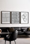 Wooden Black Framed 3-Piece Modern Painting Set Huhu239 - Three-Piece Painting Set Black Frame