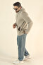 Men's Basic Winter Soft Textured Sweatshirt - Stone Regular Kangaroo Pocket Hoodie - 7