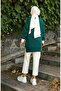 Knitwear V Pattern Garnished Tunic 3017-08 Petrol - 5