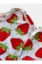 Girl's Cotton Fabric Gray Color Embroidered Strawberry Pattern Long Sleeve Winter Pajama Set - 4