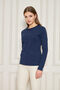 Women's Crew Neck Long Sleeve Basic T-Shirt - 100% Cotton Casual T-Shirt-Navy Blue - 7