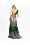 One Shoulder Slit Sequin Evening Dress - 6
