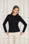 Women's Crew Neck Long Sleeve Basic T-Shirt - 100% Cotton Casual T-Shirt-Black - 3