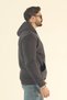 Men's Basic Winter Soft Textured Sweatshirt - Dark Smoked Regular Kangaroo Pocket Hoodie - 5