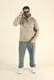 Men's Basic Winter Soft Textured Sweatshirt - Stone Regular Kangaroo Pocket Hoodie - 2