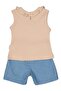 Tencl Shorts 2-Piece Set (Tiny Flowers) Beige - 4