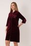 Women's Cotton Hooded Velvet Winter Dress / Burgundy 3674 - 5