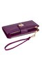 Women's Soft Texture Leather Card Holder and Wallet - Purple - 3