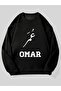 سويت شيرت كبير الحجم مطبوع بتصميم خاص للجنسين مطبوع عليه حرف Omar