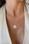 Steel 22K Evil Eye Daisy White Enamel Necklace 45 cm |   Gold Color Non Tarnish Women Jewelry Steel Necklace - 3