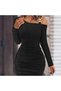 Women's Long Sleeve One Shoulder Suspender Detailed Skirt Gathered Ruched Camisole Mini Dress 50103 - 2