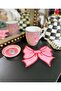 6 قطع من قماش الكتان المطرز بنمط القوس ومنديل الكوكتيل وقاعدة الأكواب.