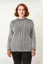 Women's Regular Fit Ribbed Striped Crew Neck Long Sleeve Knitwear Sweater for Winter Season - 2