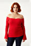 Women's Stylish Fitted Carmen Collar Ribbed Knit Sweater Solid Pattern Long Raglan Sleeve Bodycon Silhouette - 2