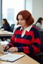 Women's Relaxed Fit Polo Neck Striped Knit Sweater Drop Shoulder Comfortable Wear Double Plate Weaving Long - 3