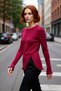 Women's Dusty Rose Fitted Sweater with Slit Detail and Crew Neck Slim Knitwear Offers Everyday Elegance